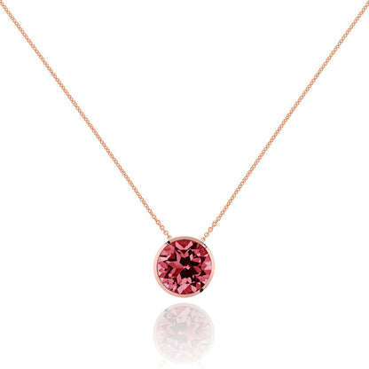 Rose Gold Vermeil Bezel Set Rhodolite Pendant Necklace For Women