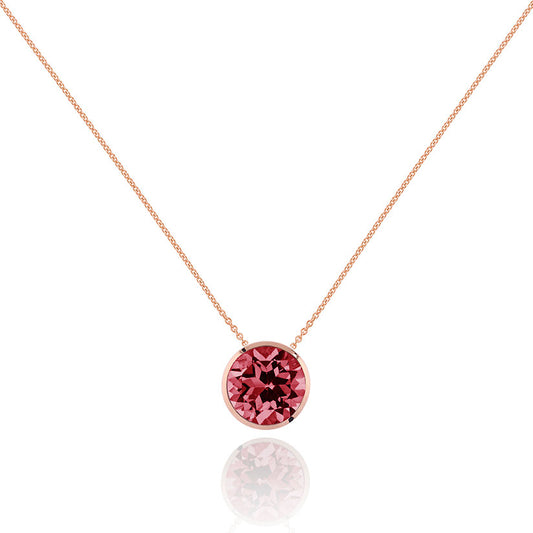 Rose Gold Vermeil Bezel Set Rhodolite Pendant Necklace For Women
