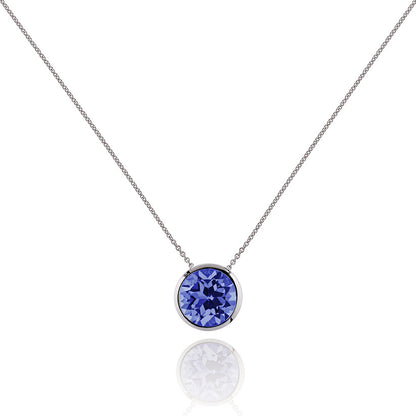Sterling Silver Bezel Set Iolite Pendant Necklace For Women