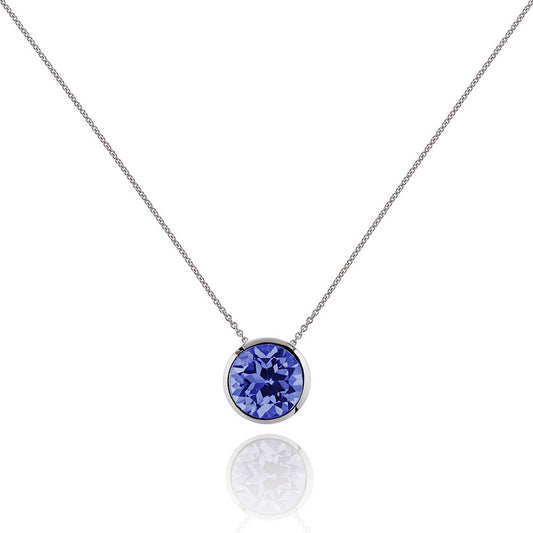 Sterling Silver Bezel Set Iolite Pendant Necklace For Women