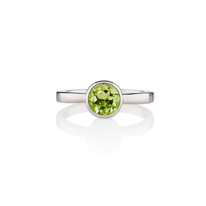 Dainty 925 Sterling Silver Bezel Set Peridot Ring For Women