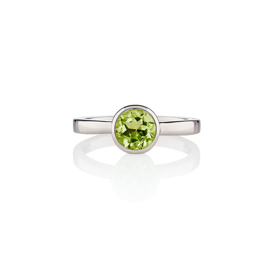 Dainty 925 Sterling Silver Bezel Set Peridot Ring For Women