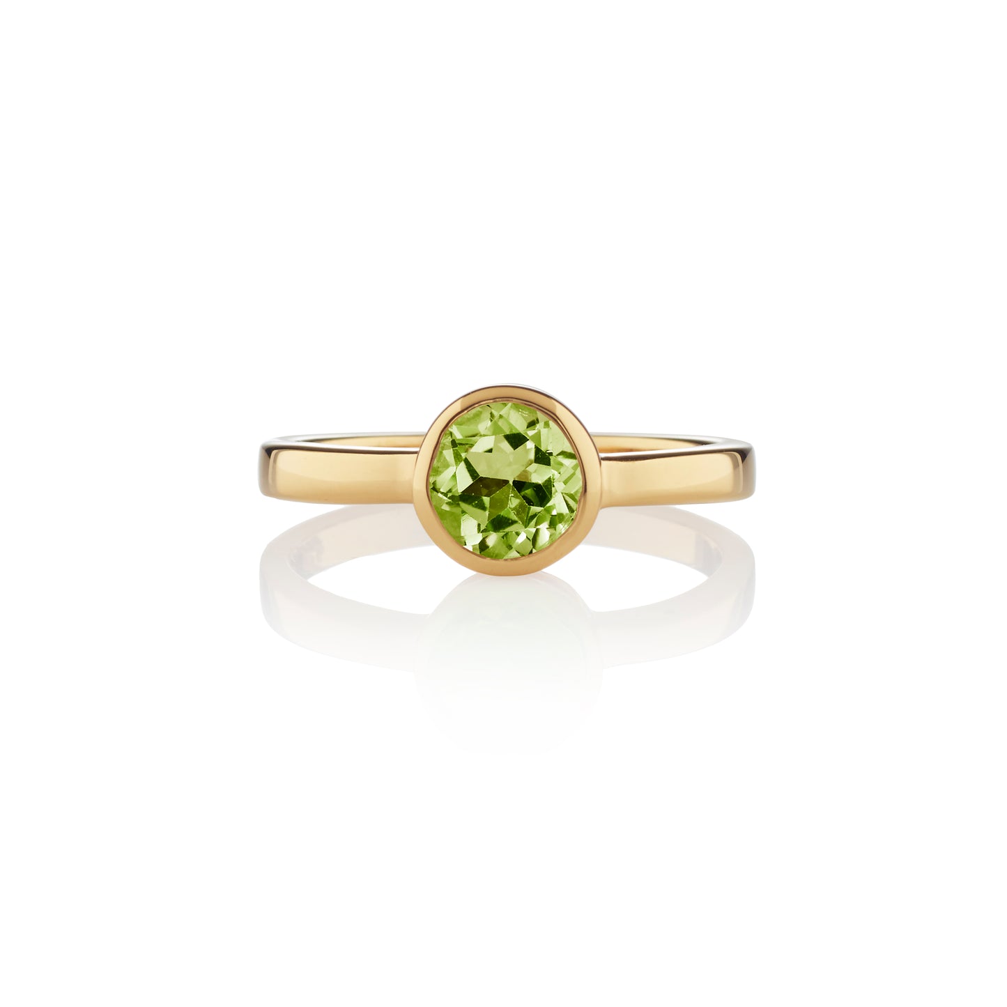 Dainty Gold Vermeil  Bezel Set Peridot Ring For Women