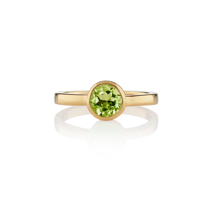 Dainty Gold Vermeil  Bezel Set Peridot Ring For Women
