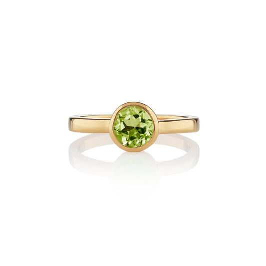 Dainty Gold Vermeil  Bezel Set Peridot Ring For Women
