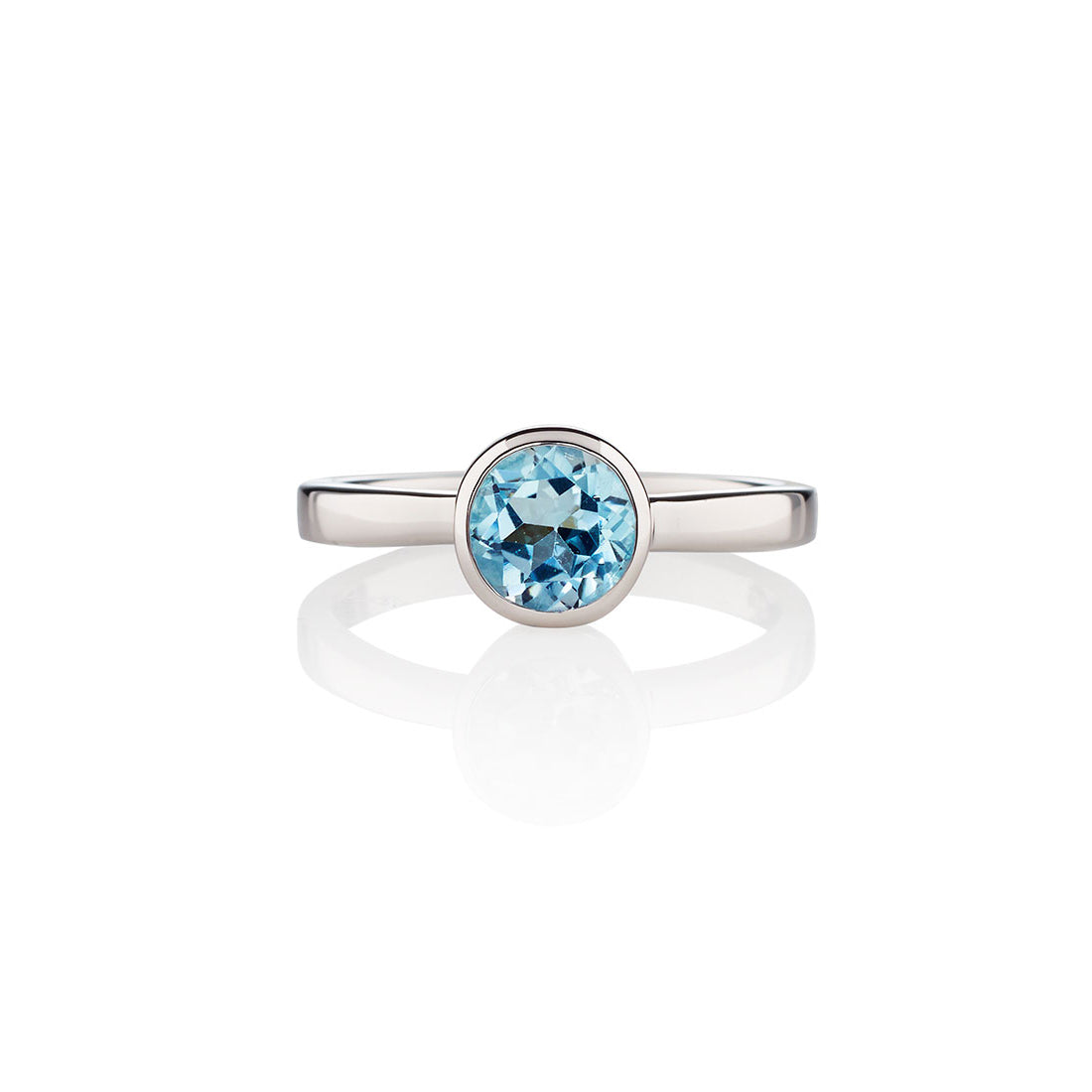 Dainty 925 Sterling Silver Bezel Set Blue Topaz Ring For Women