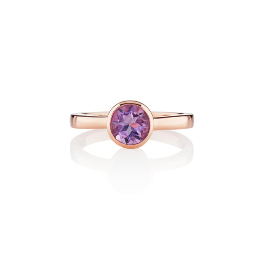 Dainty Rose Gold Vermeil Bezel Set Amethyst Ring For Women