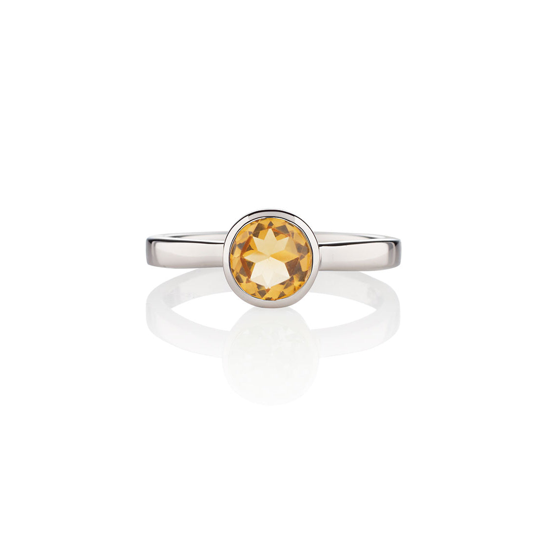 Dainty 925 Sterling Silver Bezel Set Citrine Ring For Women