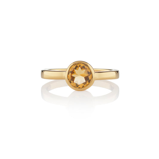 Dainty Gold Vermeil Bezel Set Citrine Ring For Women
