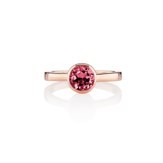 Dainty Rose Gold Vermeil Bezel Set Rhodolite Ring For Women