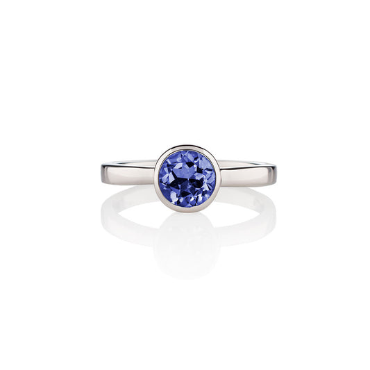 Dainty 925 Sterling Silver Bezel Set Iolite Ring For Women