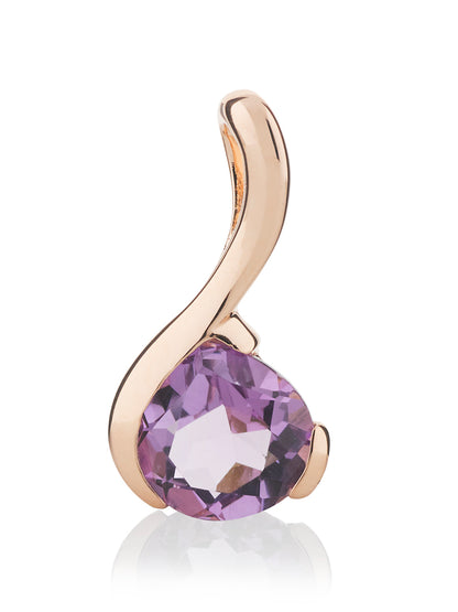 Rose Gold Vermeil Pear-Shaped Amethyst Gemstone Pendant Necklace