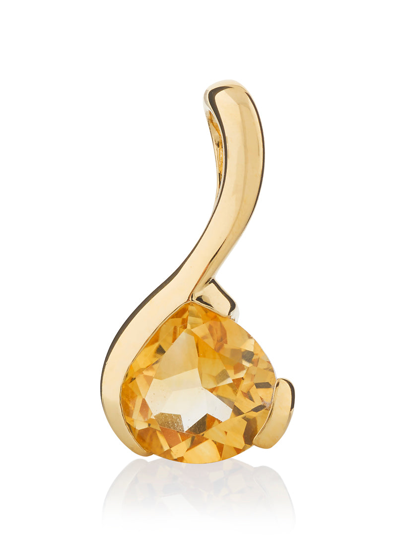 Gold Vermeil Pear-Shaped Citrine Gemstone Pendant Necklace