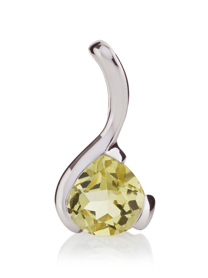 Sterling Silver Pear-Shaped Lemon Quartz Gemstone Pendant Necklace