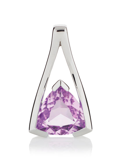 Sterling Silver Amethyst Trillion Pendant Necklace For Women