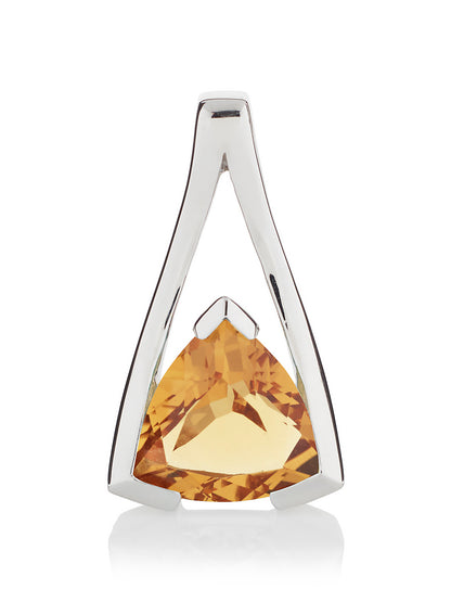 Sterling Silver Citrine Trillion Pendant Necklace For Women