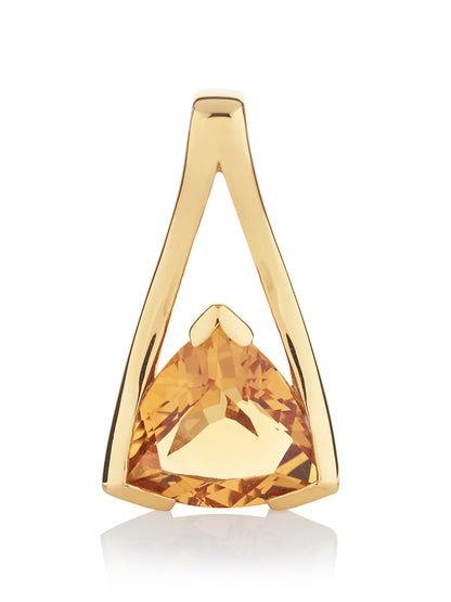 Gold Vermeil Citrine Trillion Pendant Necklace For Women