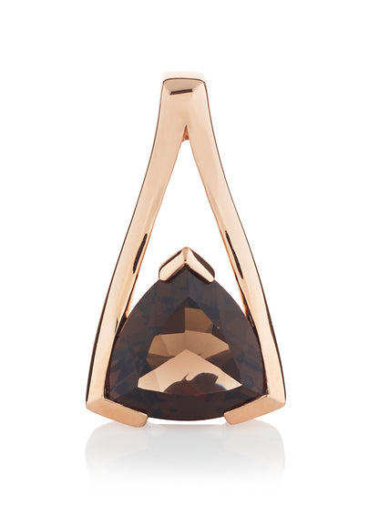 Rose Gold Vermeil Smoky Quartz Trillion Pendant Necklace For Women