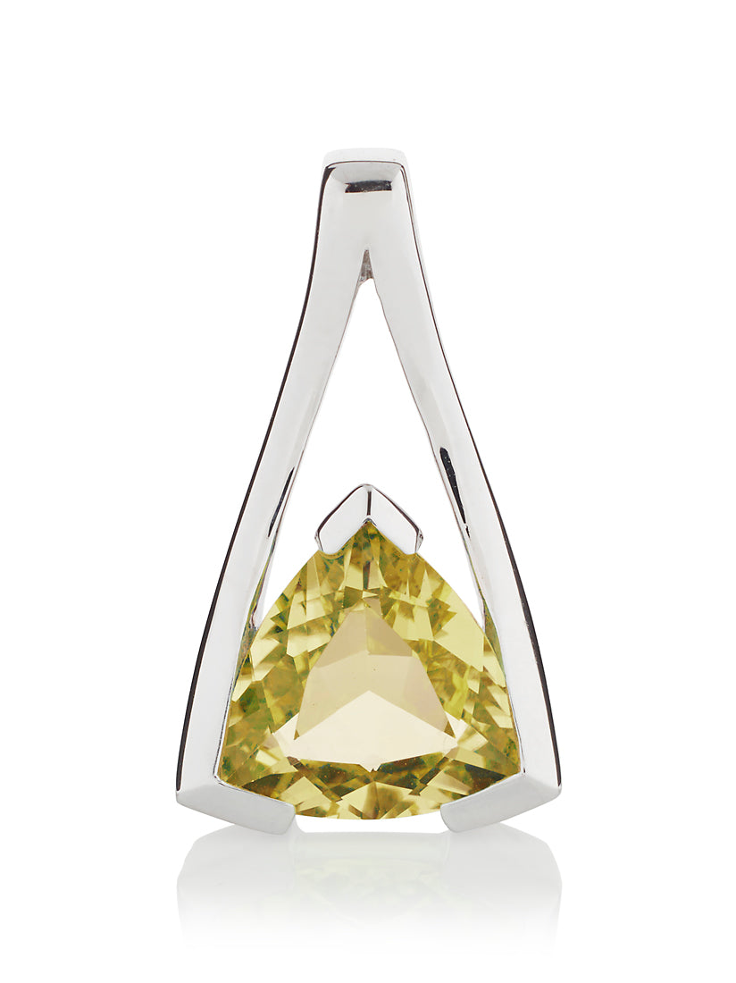 Sterling Silver Lemon Quartz Trillion Pendant Necklace For Women