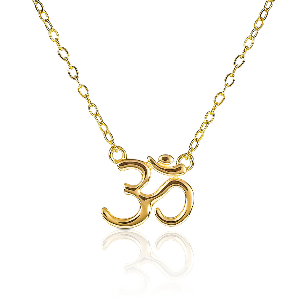 Gold Plated 925 Sterling Silver Divine OM Pendant Necklace For Women