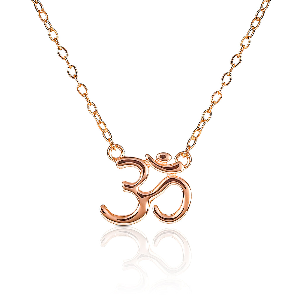 Rose Gold Plated 925 Sterling Silver Divine OM Pendant Necklace For Women