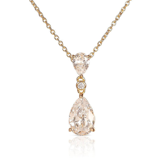 Gold Plated 925 Sterling Silver Pear Drop Pendant Necklace For Women