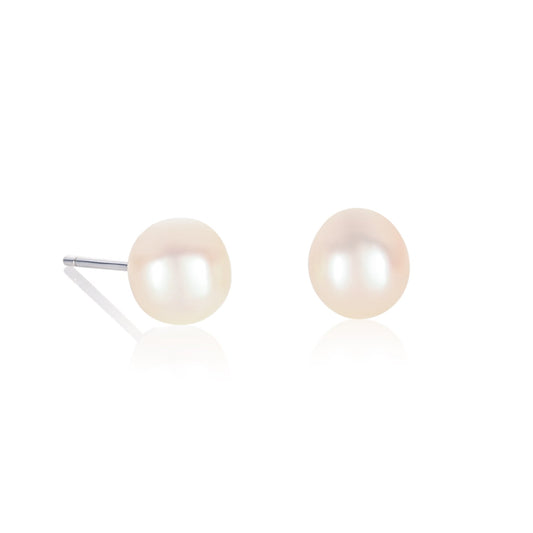 925 Sterling Silver Freshwater Pearl Stud Earrings for Women