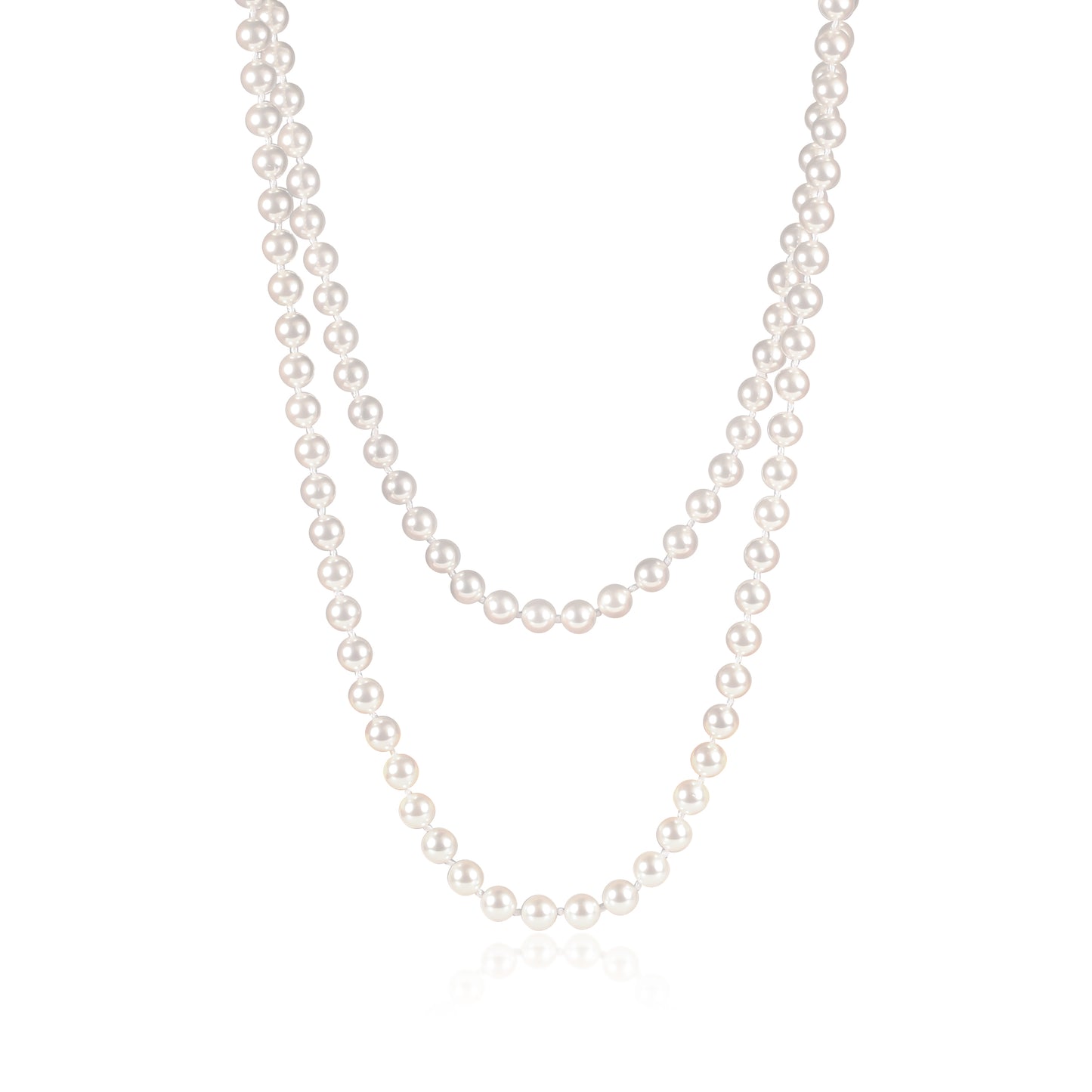 60-inch Extra Long Stylish Pearl Necklace for Women with White Shell Pearls