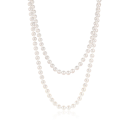 60-inch Extra Long Stylish Pearl Necklace for Women with White Shell Pearls