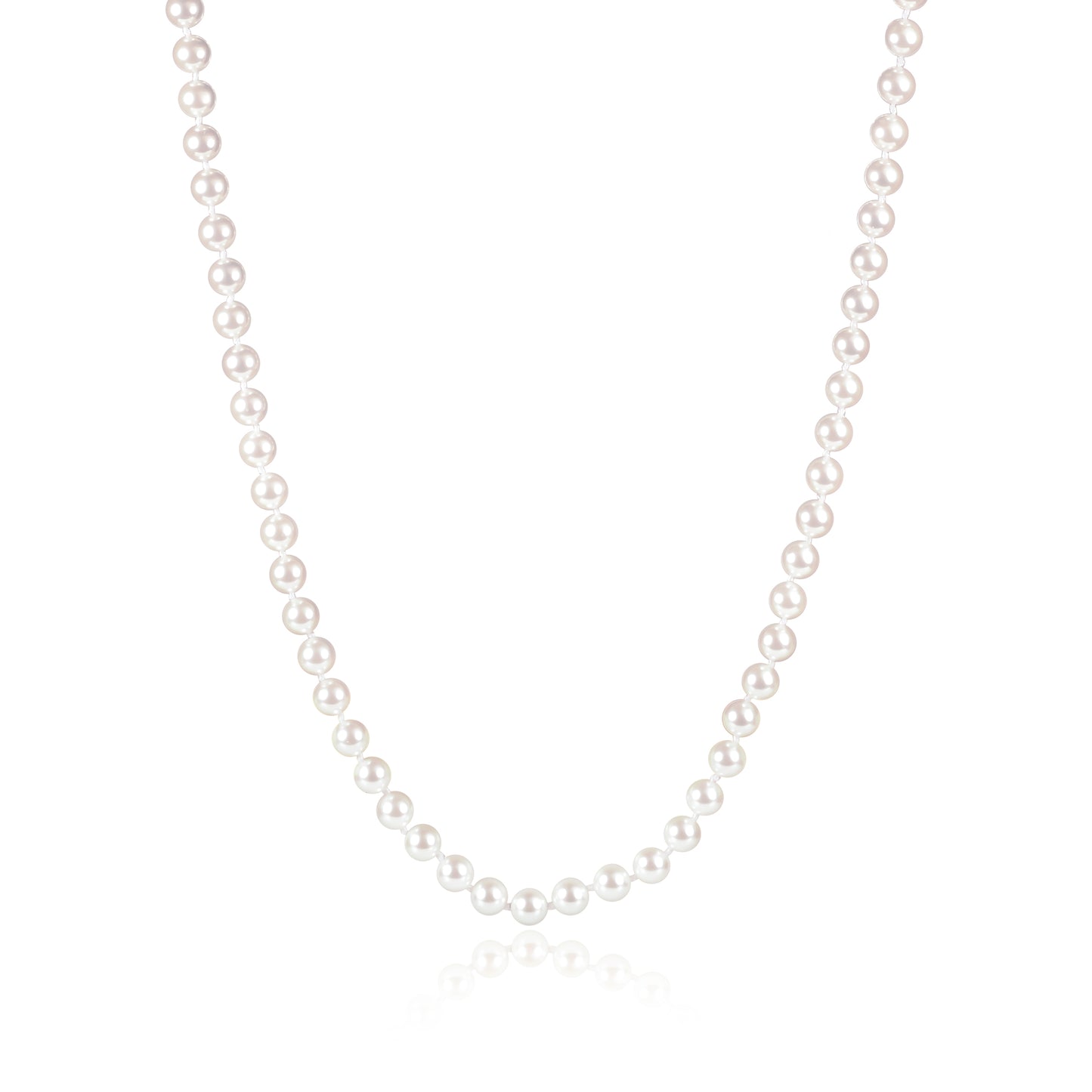 34-inch Long Stylish Pearl Necklace for Women with White Shell Pearls