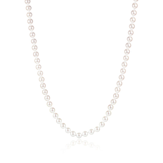 34-inch Long Stylish Pearl Necklace for Women with White Shell Pearls