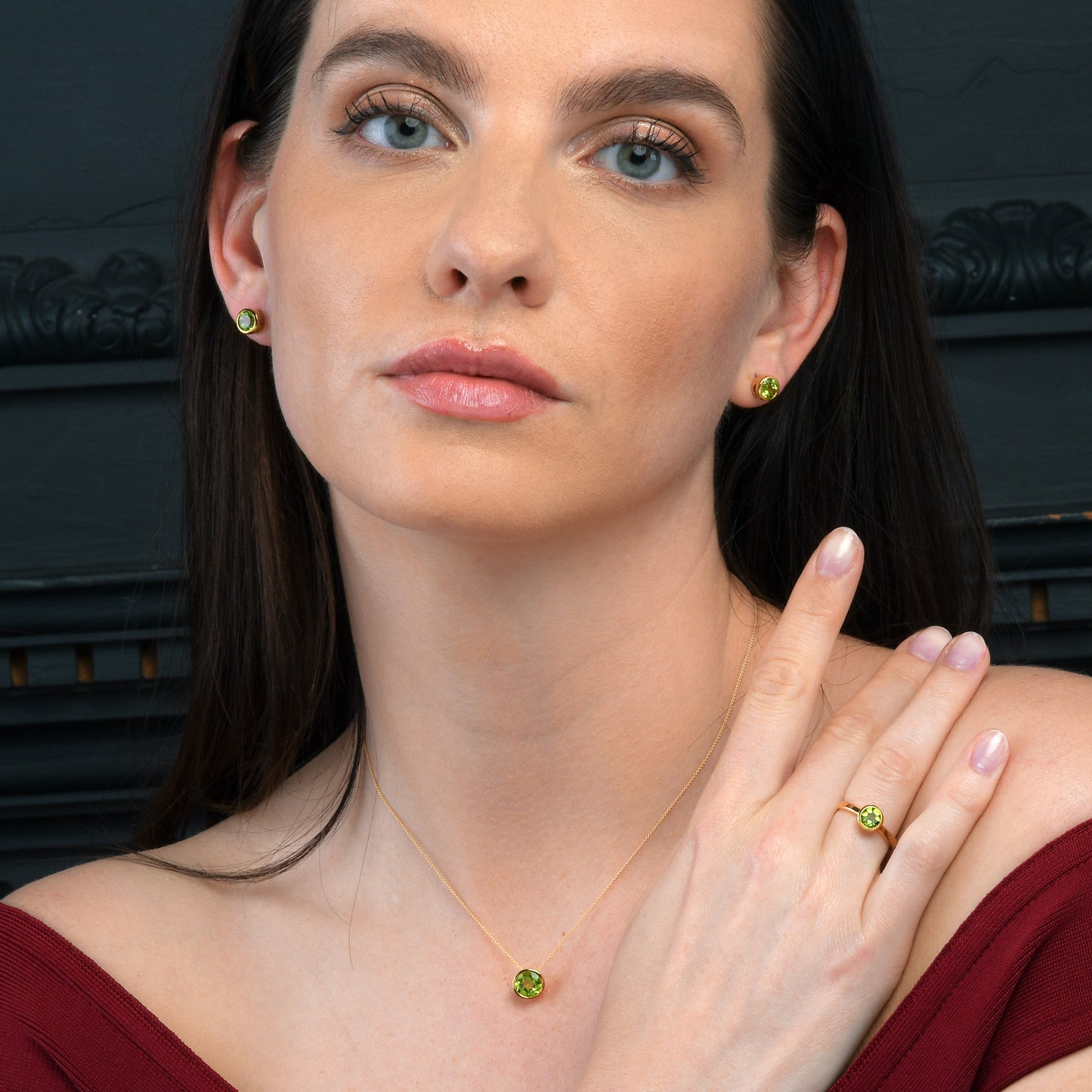 Gold Vermeil Bezel Set Peridot Pendant Necklace For Women