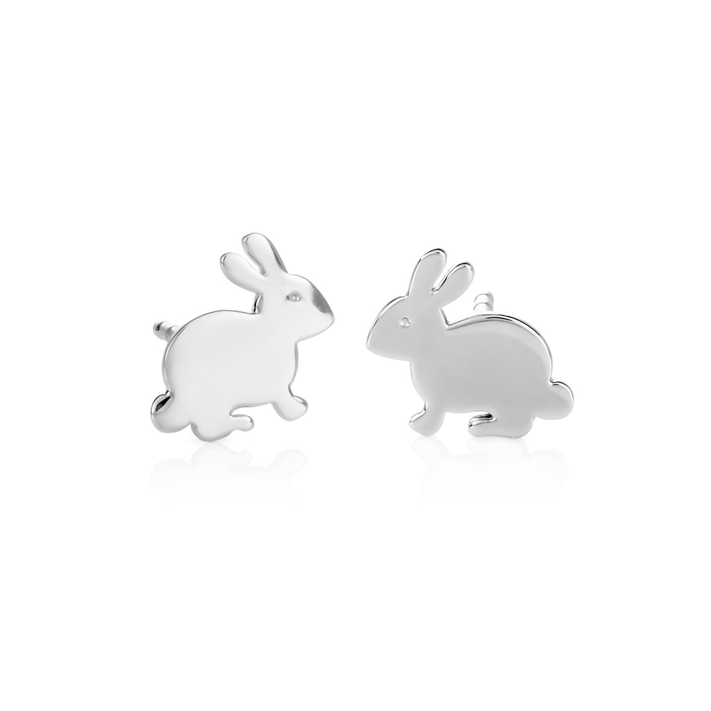 925 Sterling Silver Cute Rabbit Shaped Small Stud Earrings for Women