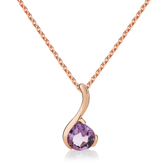 Rose Gold Vermeil Pear-Shaped Amethyst Gemstone Pendant Necklace