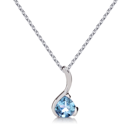 Sterling Silver Pear-Shaped Blue Topaz Gemstone Pendant Necklace