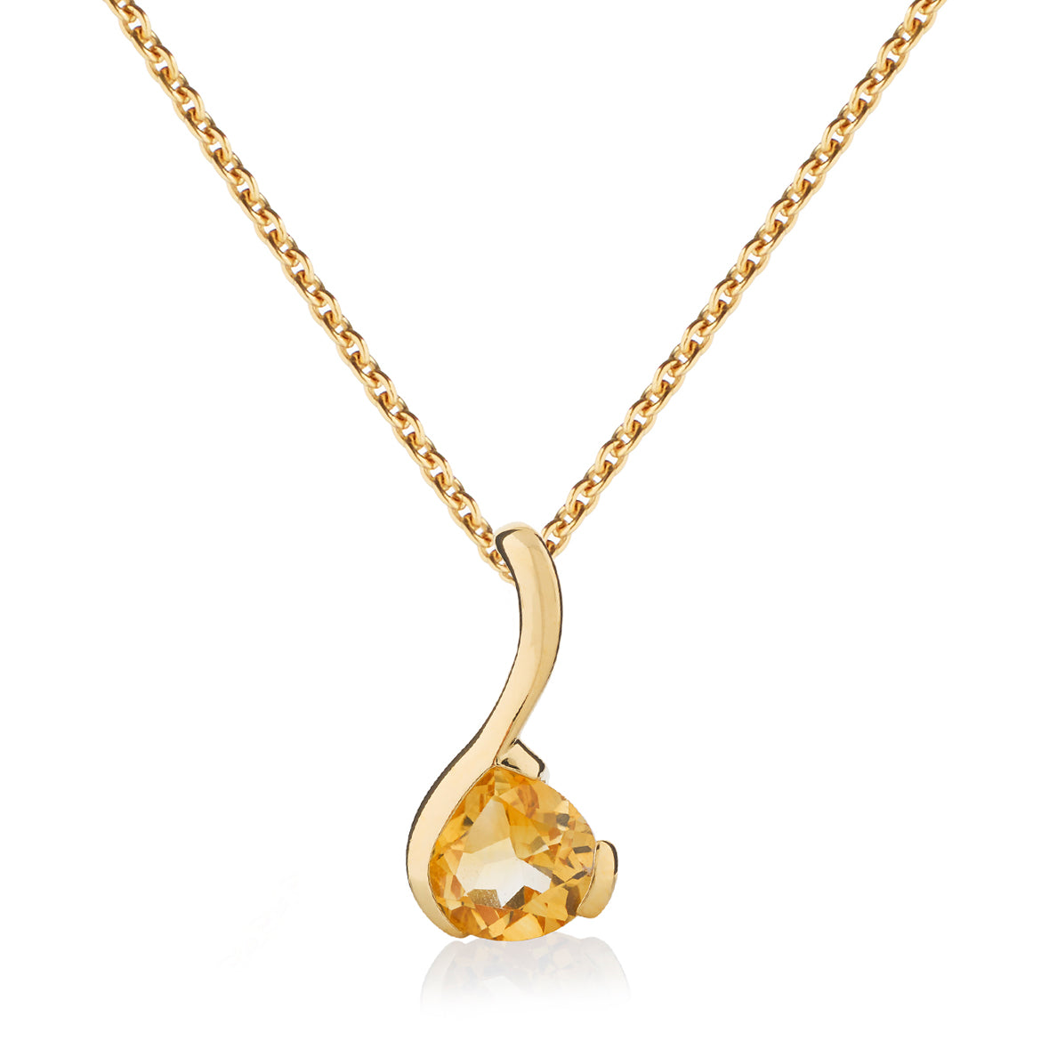 Gold Vermeil Pear-Shaped Citrine Gemstone Pendant Necklace