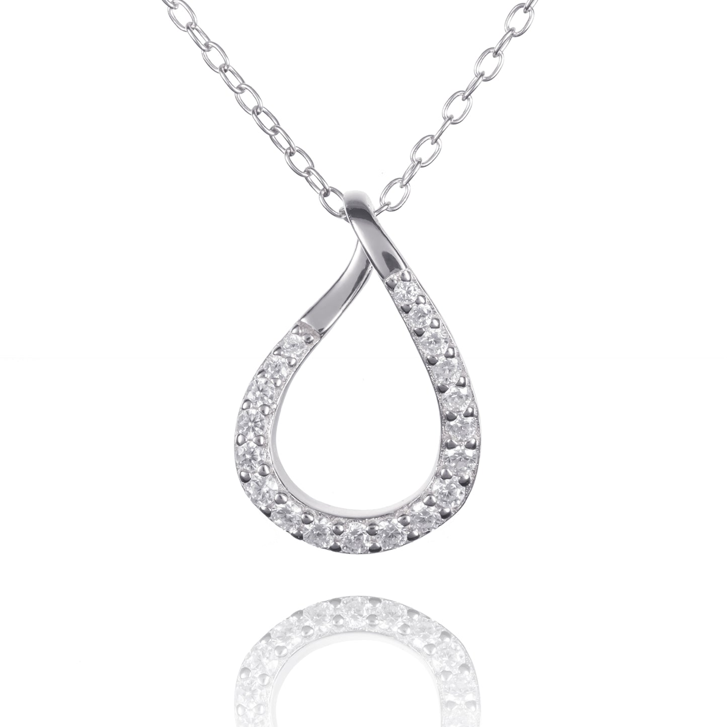 925 Sterling Silver Pear Shaped Pendant Necklace for Women