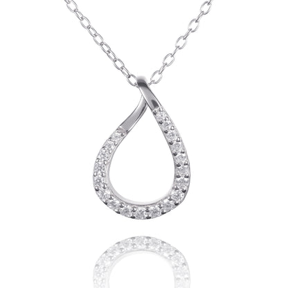 925 Sterling Silver Pear Shaped Pendant Necklace for Women