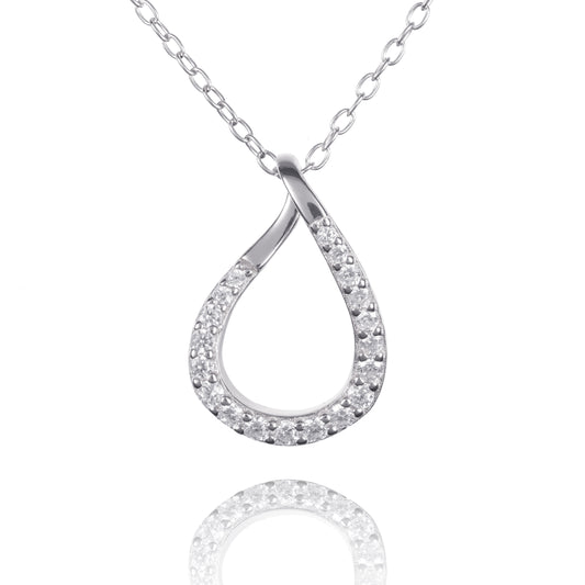 925 Sterling Silver Pear Shaped Pendant Necklace for Women