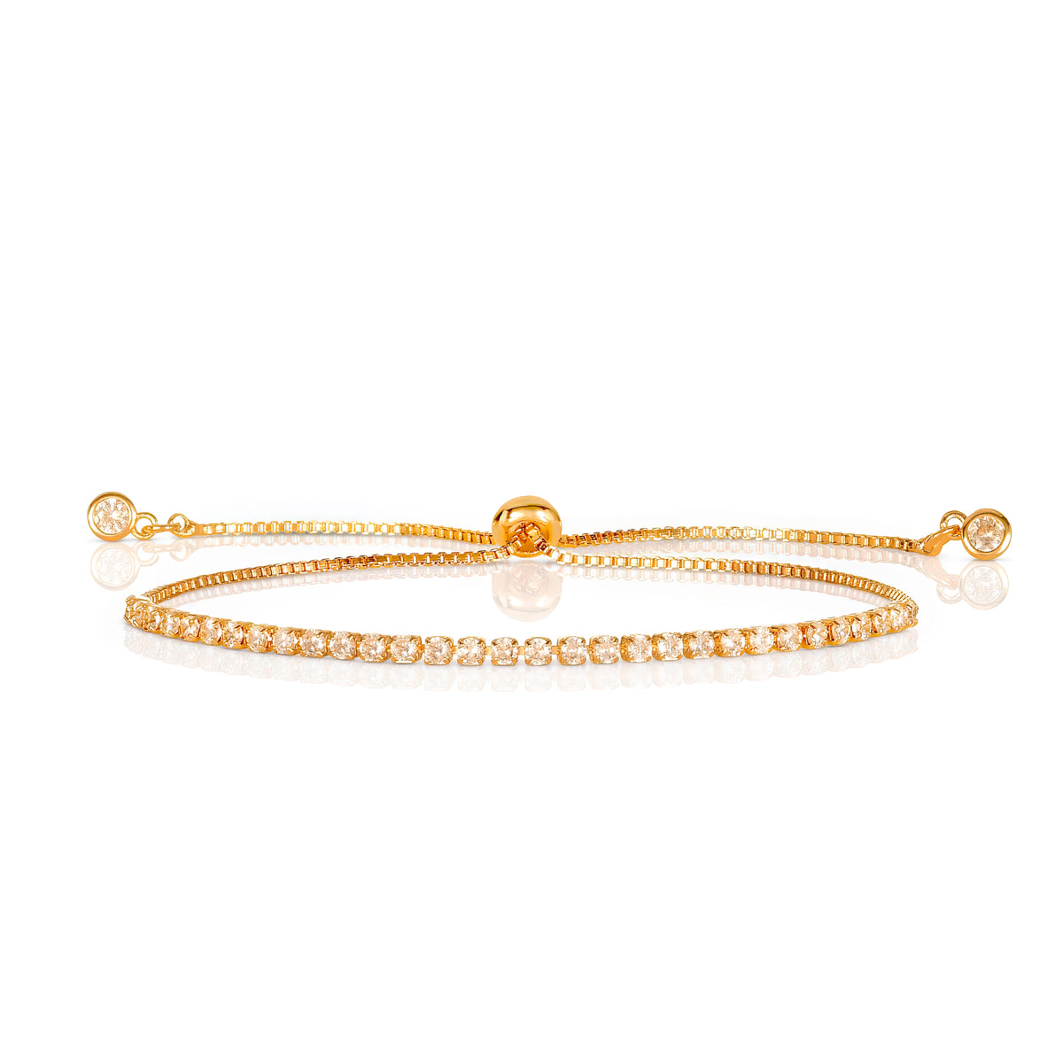 Dainty 2mm Gold Adjustable Slider Tennis Bracelet for Women