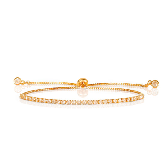 Dainty 2mm Gold Adjustable Slider Tennis Bracelet for Women