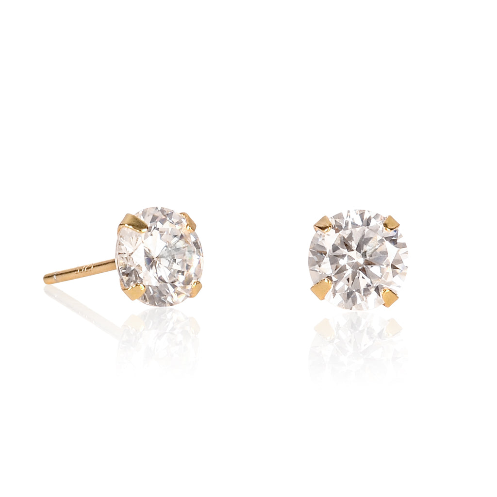 Gold Plated 925 Sterling Silver Dainty Solitaire Stud Earrings For Women