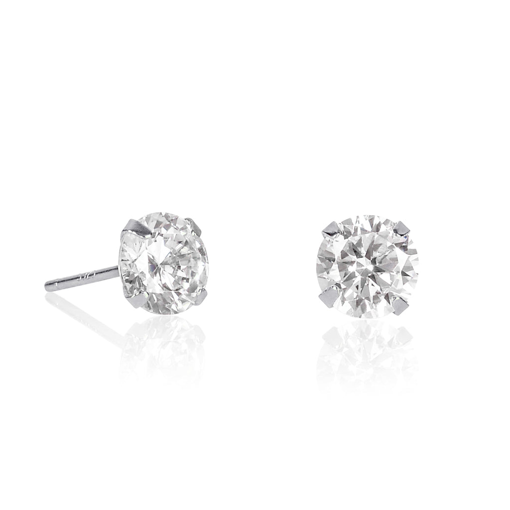 Dainty Solitaire Stud Earrings in 925 Sterling Silver For Women