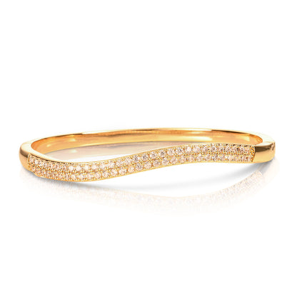 Gold S-Shape Cubic Zirconia Bangle Bracelet For Women