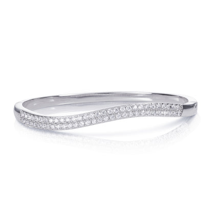 Silver S-Shape Cubic Zirconia Bangle Bracelet For Women