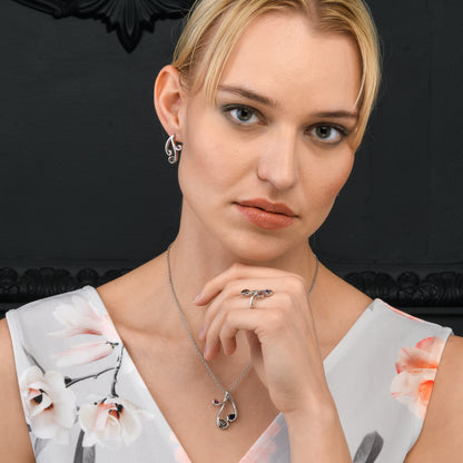 Floral Sterling Silver Ring with Smoky Quartz, Iolite & Rhodolite Gemstones