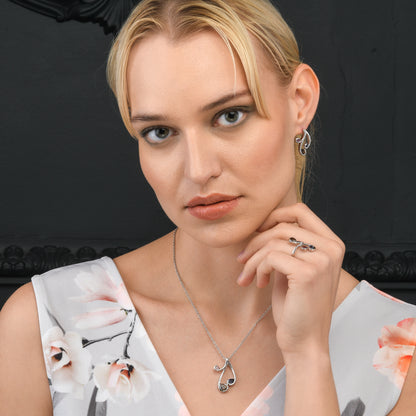 Floral Sterling Silver Ring with Smoky Quartz, Iolite & Rhodolite Gemstones