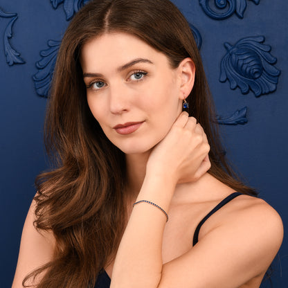 Dainty 2.5 mm Blue Gold Tennis Bracelet with Blue Cubic Zirconia Stones for Women
