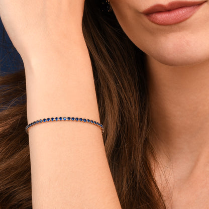 Dainty 2.5 mm Blue Gold Tennis Bracelet with Blue Cubic Zirconia Stones for Women