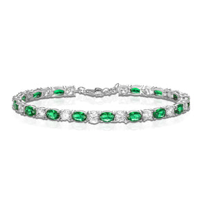 4mm Wide Green Tennis Bracelet for Women in 925 Sterling Silver